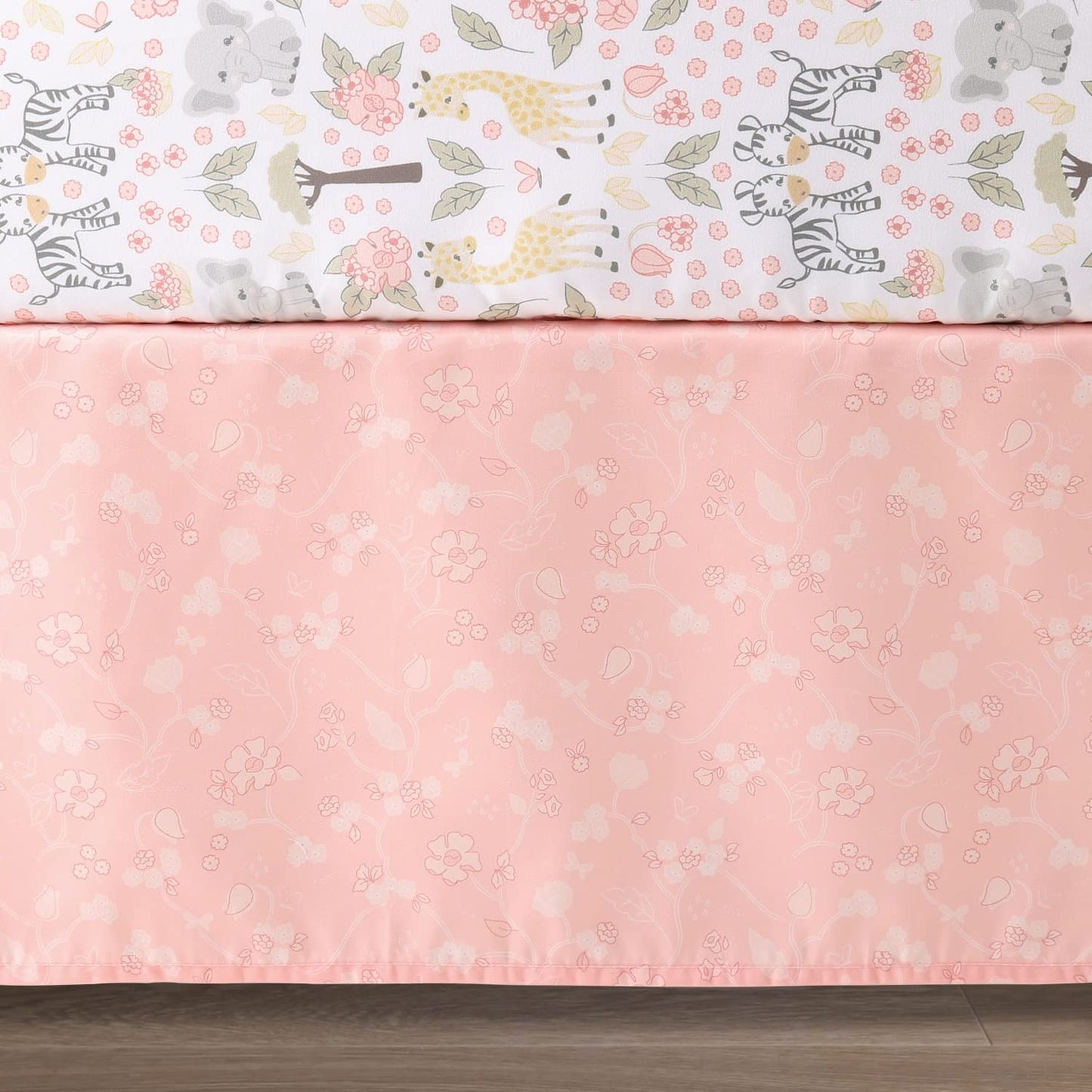 El juego de cama de 3 piezas para cuna The Peanutshell para niñas - Decoración de cama de recién nacida, bebé y niña con sábana ajustable para cuna, volante de polvo, edredón para cuna - Sueños más