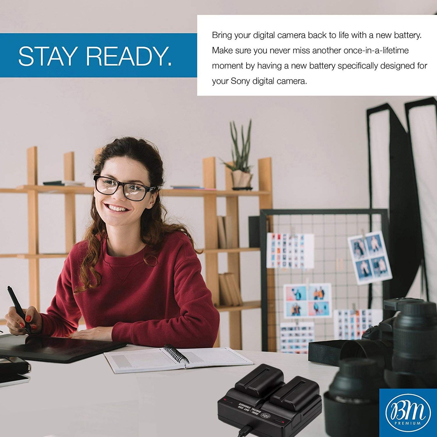 Baterías NP-FM500H y Cargador Dual BM Premium para Cámaras Sony Alpha a68 a77II SLT-A57 A58 A65V A77V A99V A100 A200 A300 A350 A450 A500 A550 A560 A580 A700 A850 SLT-A900 DSLR