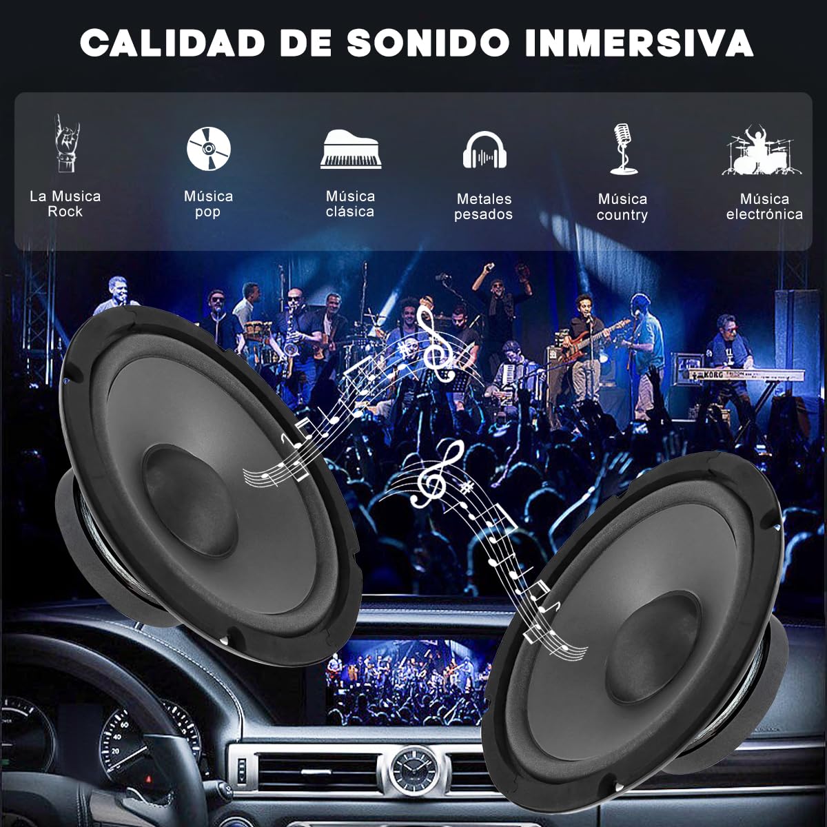 Altavoces para Automóvil VIDA4U 6.5 Pulgadas 600 W Gama Completa 4 Vías Fácil Instalación