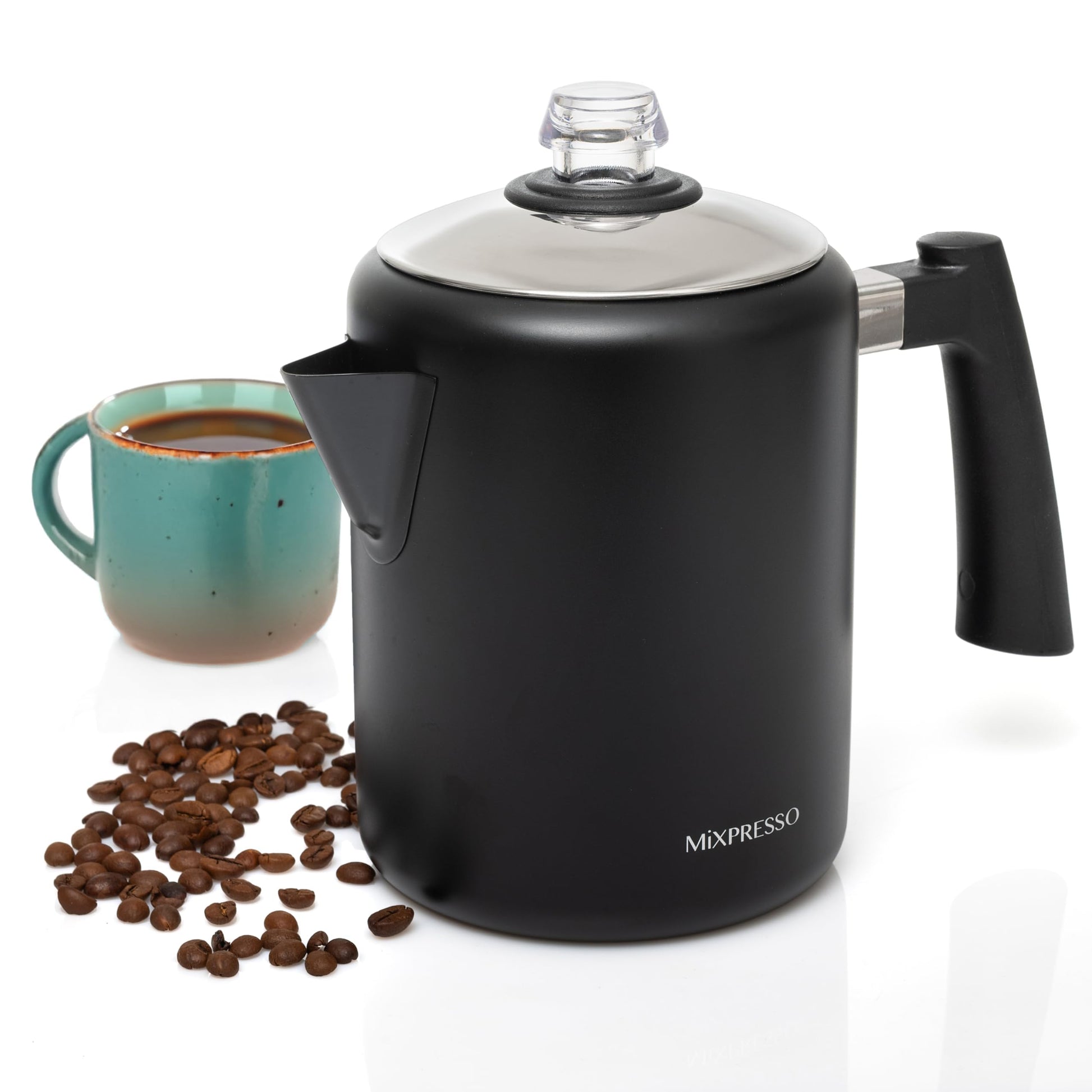 Estufa de Café Mixpresso Negro Acero Inoxidable con Mango de Tacto Frío