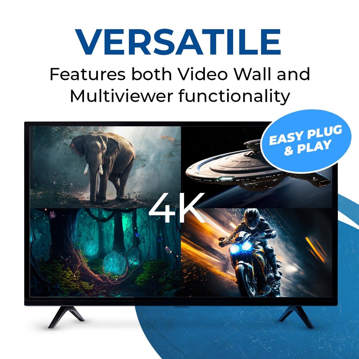 OREI 4K 4x4 HDMI Matriz Video driver de pared Procesador Multivisor visualización de hasta 4K 60Hz 2x1, 1x2, 1x3, 1x4 Soporta extracción de audio RS-232 de rotación de 180 grados (UHD-44MVW)