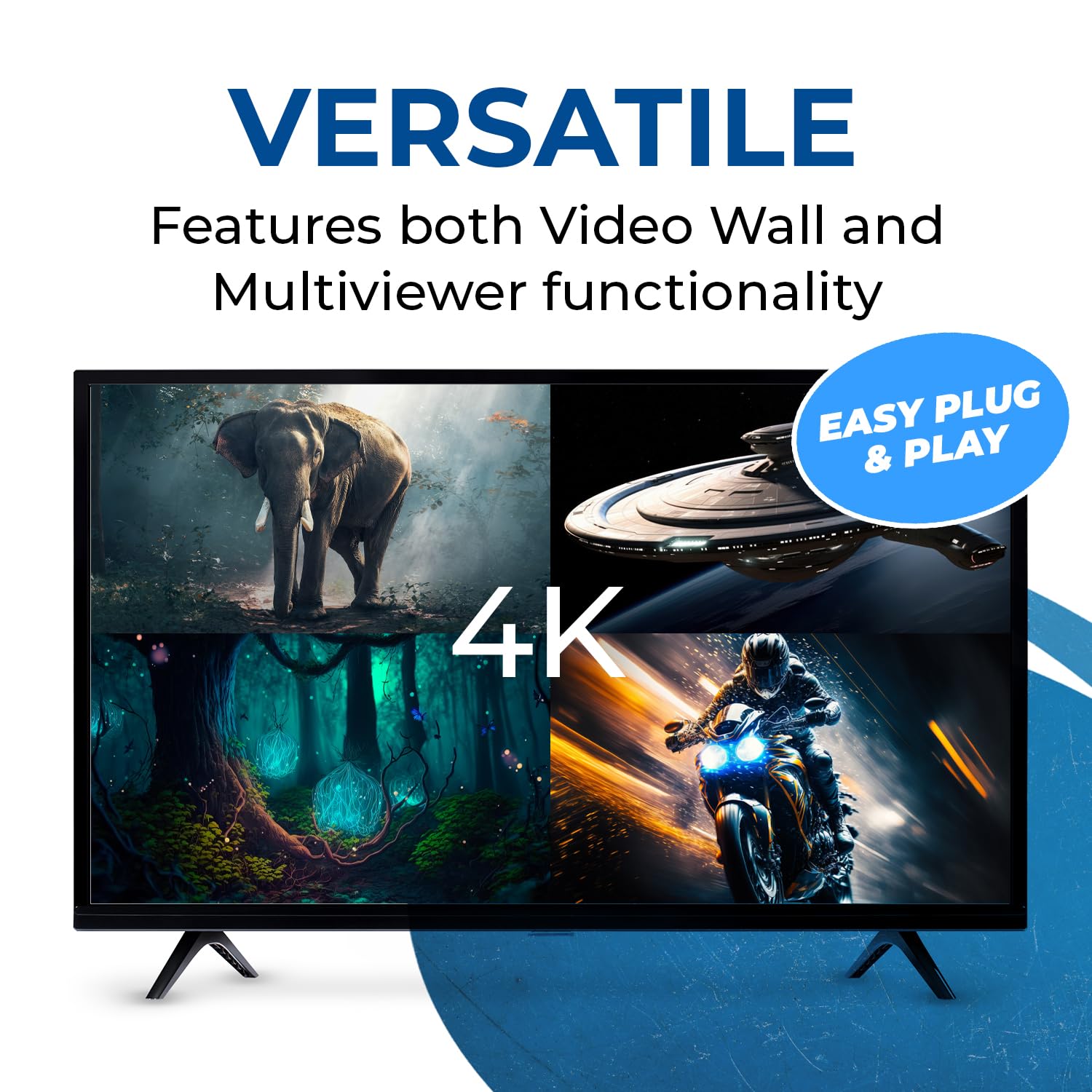 OREI 4K 4x4 HDMI Matriz Video driver de pared Procesador Multivisor visualización de hasta 4K 60Hz 2x1, 1x2, 1x3, 1x4 Soporta extracción de audio RS-232 de rotación de 180 grados (UHD-44MVW)