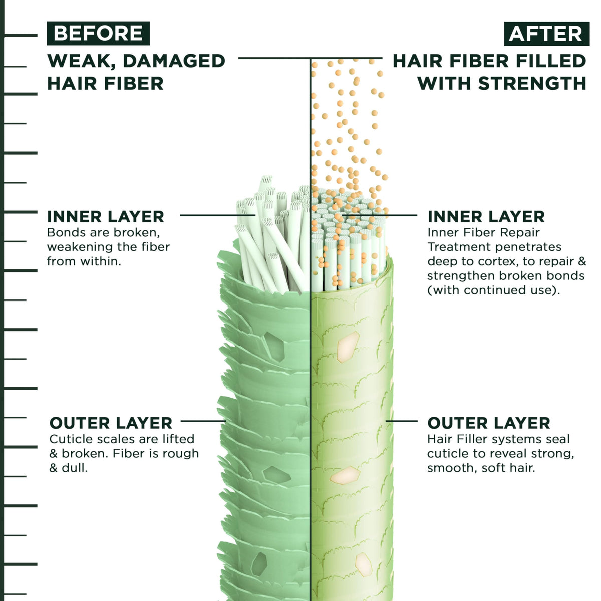 Garnier Tratamiento Pre-Champú Fructis Hair Filler Bonding Inner Fiber Rinse Out Con Complejo Reparador De Enlaces, 10.1 Onzas Líquidas