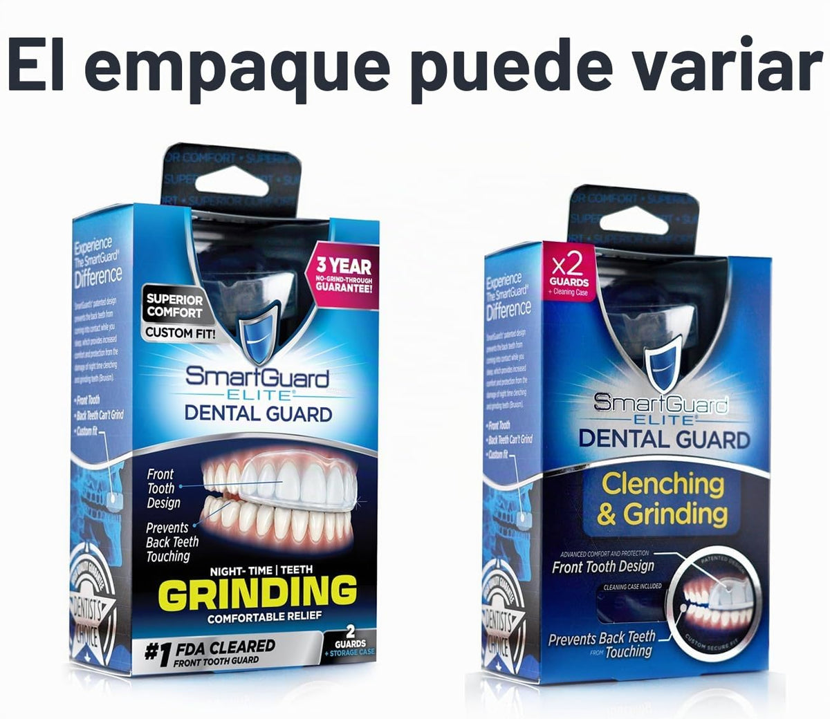 Protector Bucal Nocturno SMARTGUARD ELITE Transparente Anti Rechinamiento Dental clínico para Alivio de Síntomas