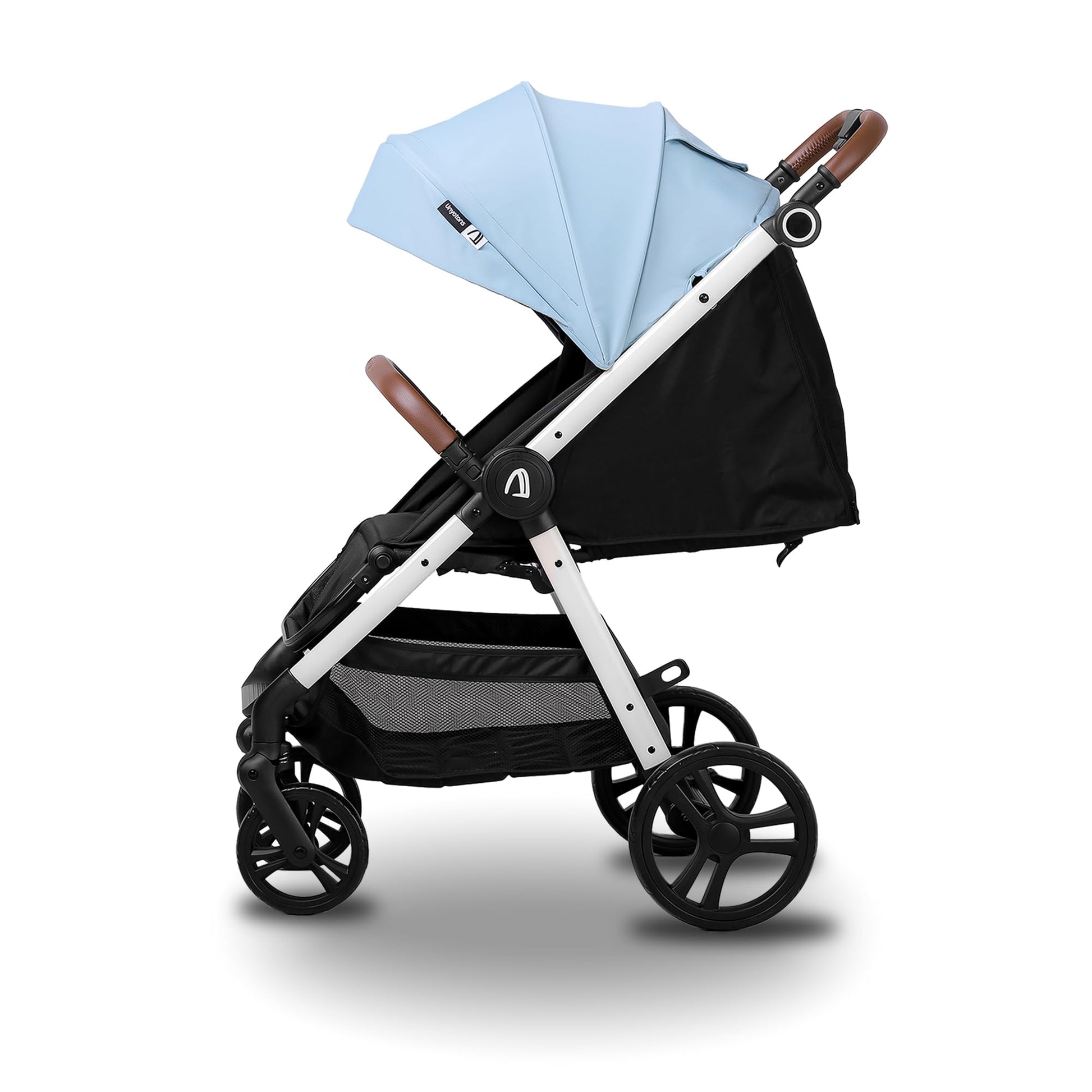 Carriola Plegable Para Bebé Unyotons, Estructura Ligera De Aluminio, Llantas Antideslizantes De Goma, Sistema Plegable Semi Automatico. Diseño Moderno, Resistente. (Azul Claro)