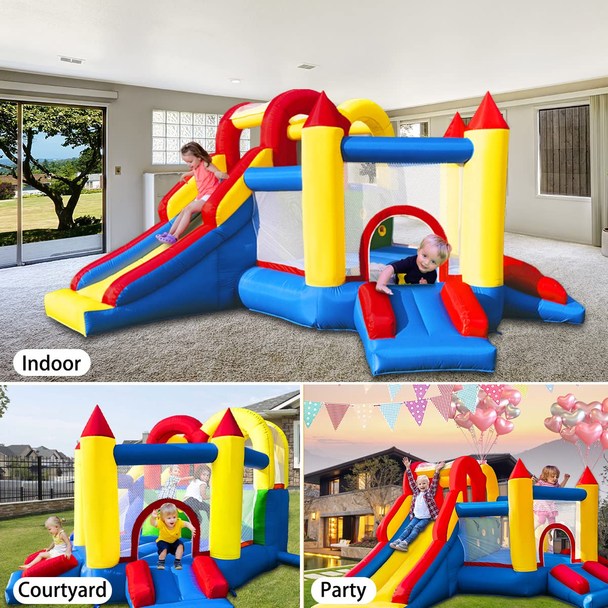 Casa Inflable Umbalir para Niños de 3 a 8 Años Multicolor Segura para Interiores y Exteriores
