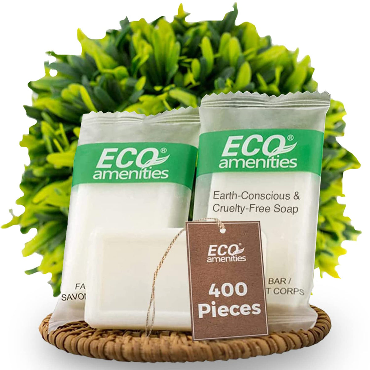 ECO AMENITIES Travel size 0.5oz hotel soap in bulk, White, Green Tea, 400 Count