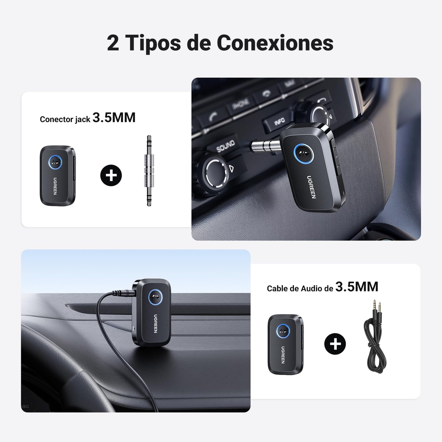 Receptor Bluetooth UGREEN Azul Incorporado para Coche y Altavoces