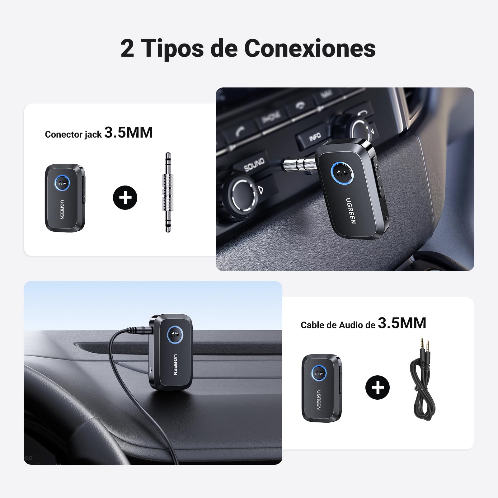 Receptor Bluetooth UGREEN Azul Incorporado para Coche y Altavoces