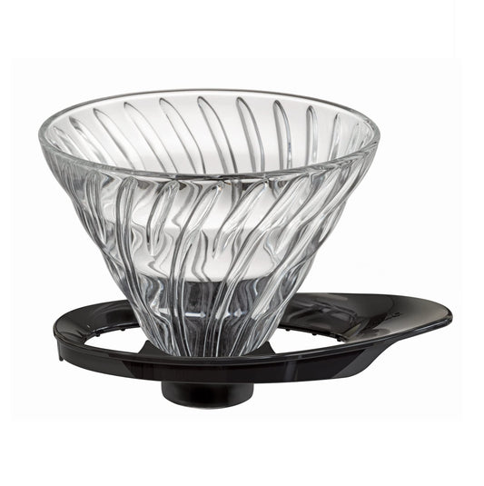 HARIO VDGR-02-B V60 - Gotero de transmisión de vidrio resistente al calor 02, para 1-4 tazas, negro, fabricado en Japón