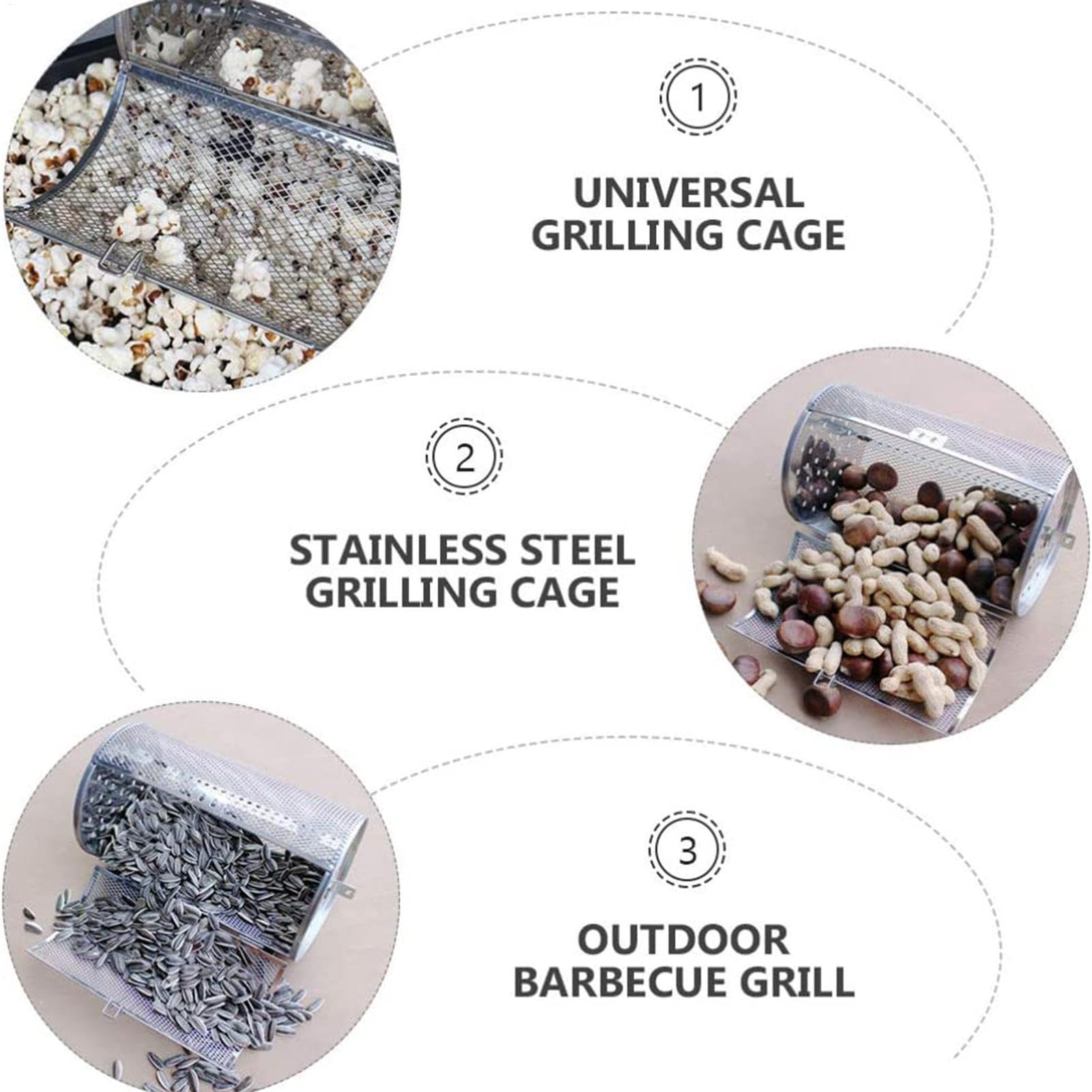 Cesta giratoria de acero inoxidable para horno de tambor | Cesta multifuncional para asar al horno, hornear, hornear, cacahuetes, nueces secas, granos de café, barbacoa