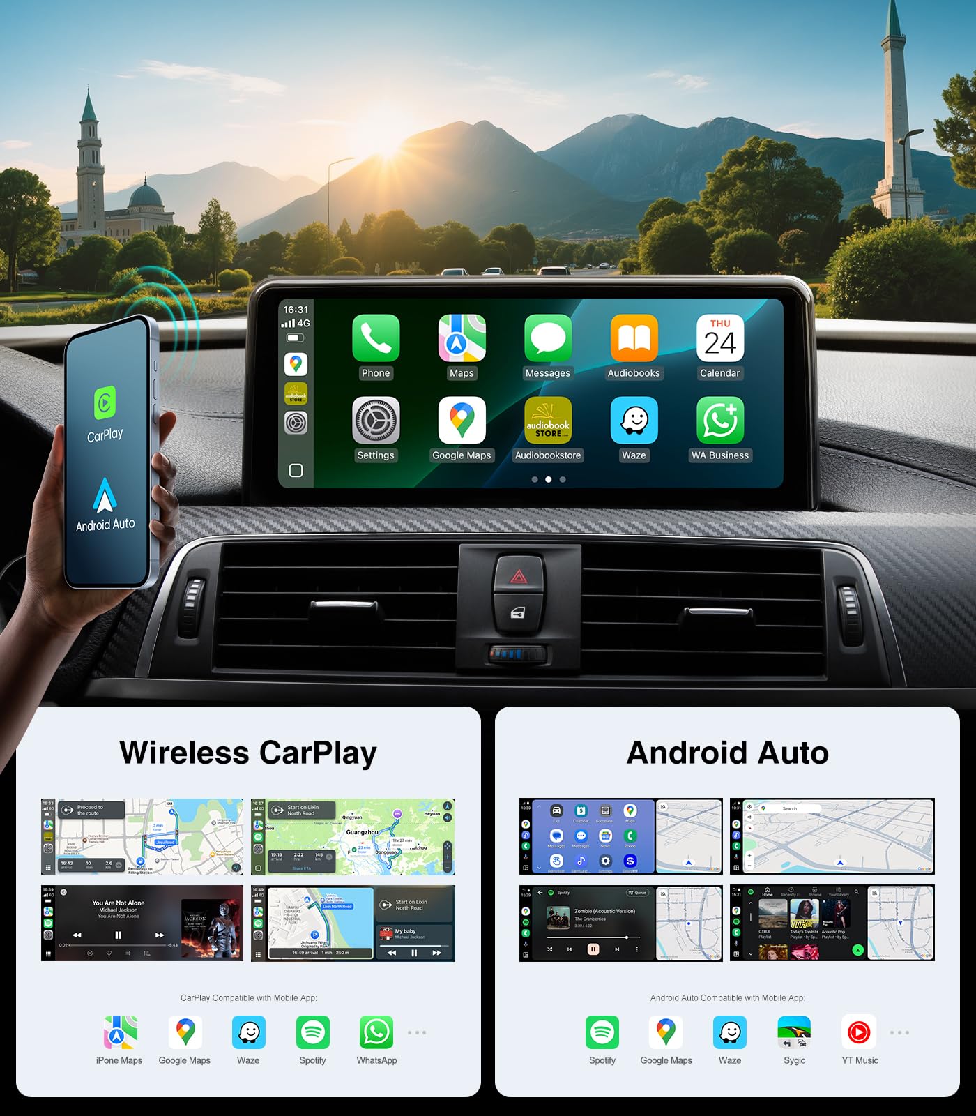 Carplay estéreo de coche Linux de 10.2 pulgadas para BMW 3 Series F30 F31 4 Series F32 F36 (2013-2016) Sistema NBT solamente, arranque rápido, inalámbrico CarPlay Android Auto Radio, pantalla táctil