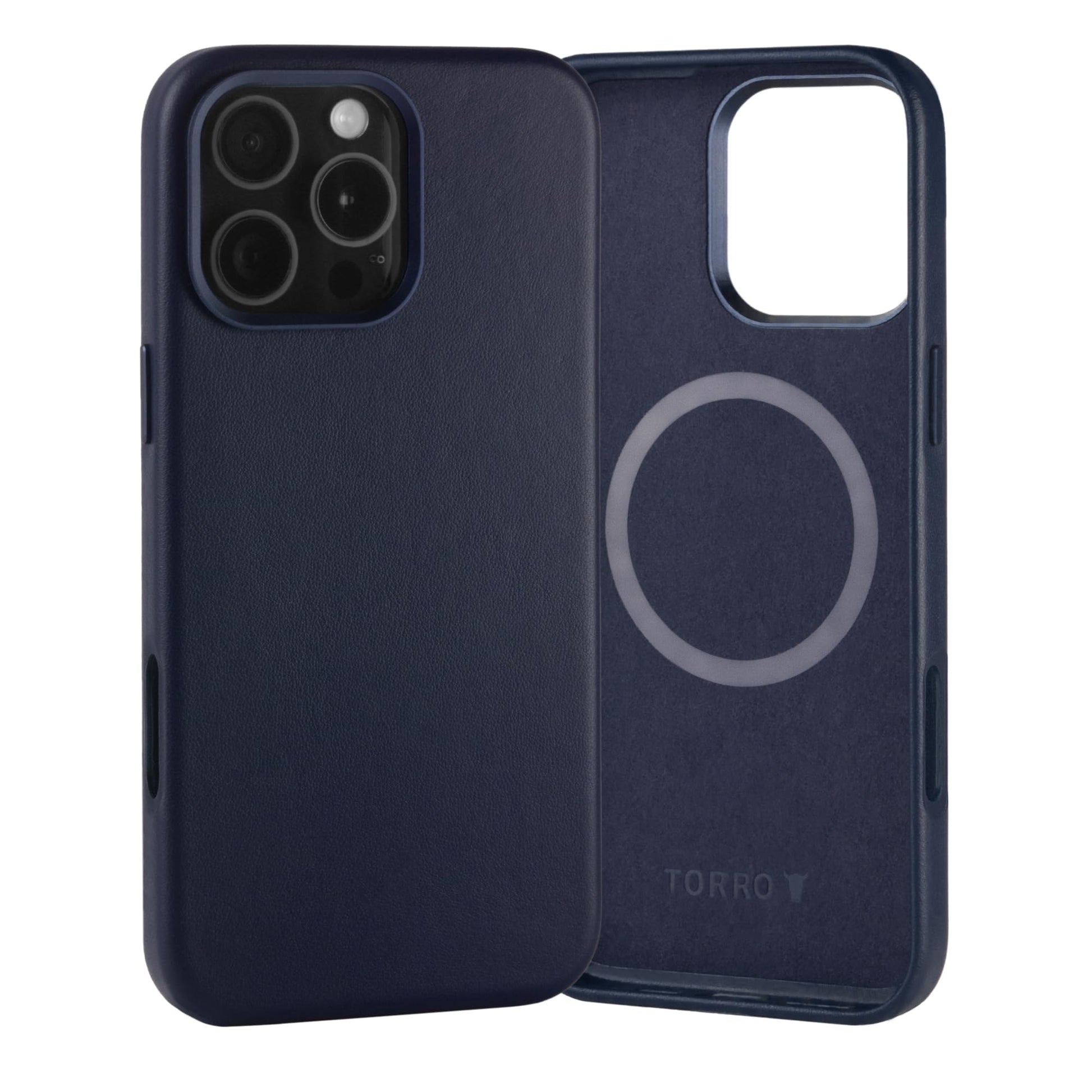 TORRO Funda Compatible con iPhone 16 Pro MAX– Funda Delgada de Cuero de Primera Calidad Compatible con MagSafe (Azul Marino)