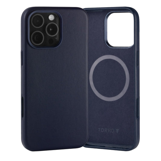 TORRO Funda Compatible con iPhone 16 Pro MAX– Funda Delgada de Cuero de Primera Calidad Compatible con MagSafe (Azul Marino)
