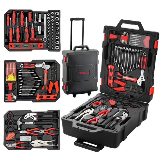 Juego de Herramientas TEENO Negro con Maleta sobre Ruedas para Uso Doméstico