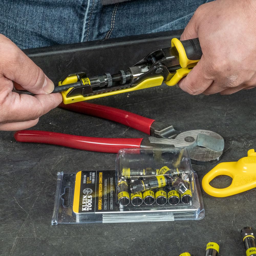 Klein Tools VDV812-606 Conector Compresión Universal F RG6-RG6Q Paquete con 10 pzas.