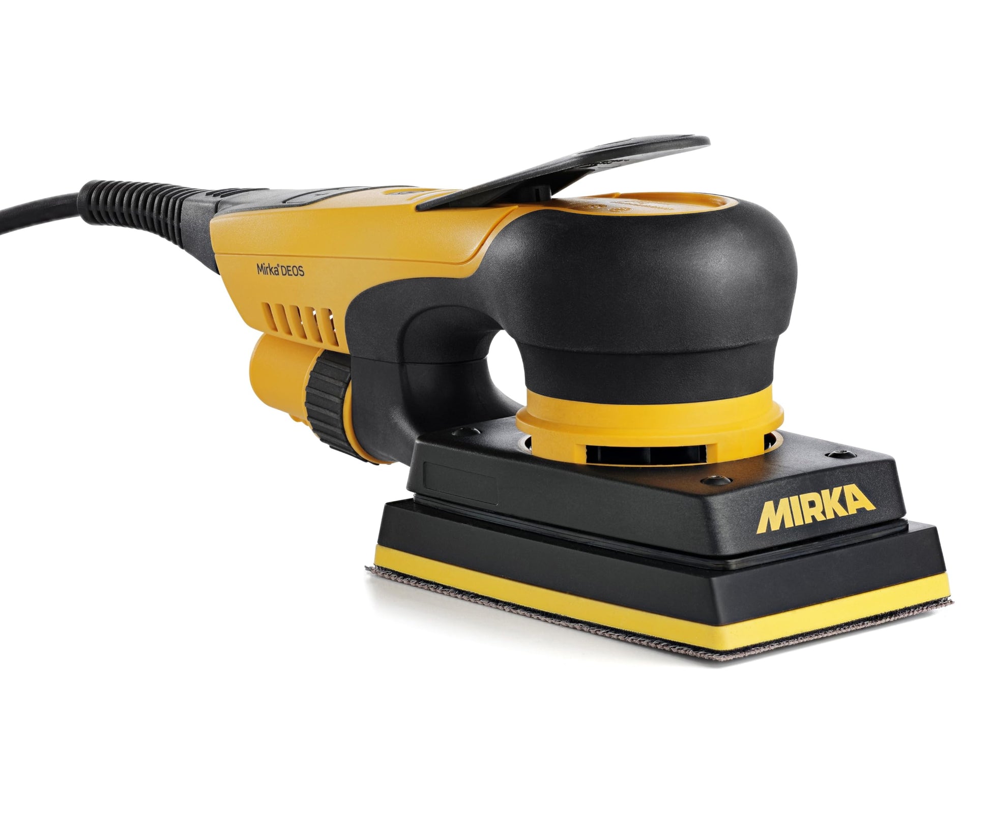 Lijadora Orbital Eléctrica Mirka Amarillo Negro 3 x 5 Pulgadas Sin Polvo