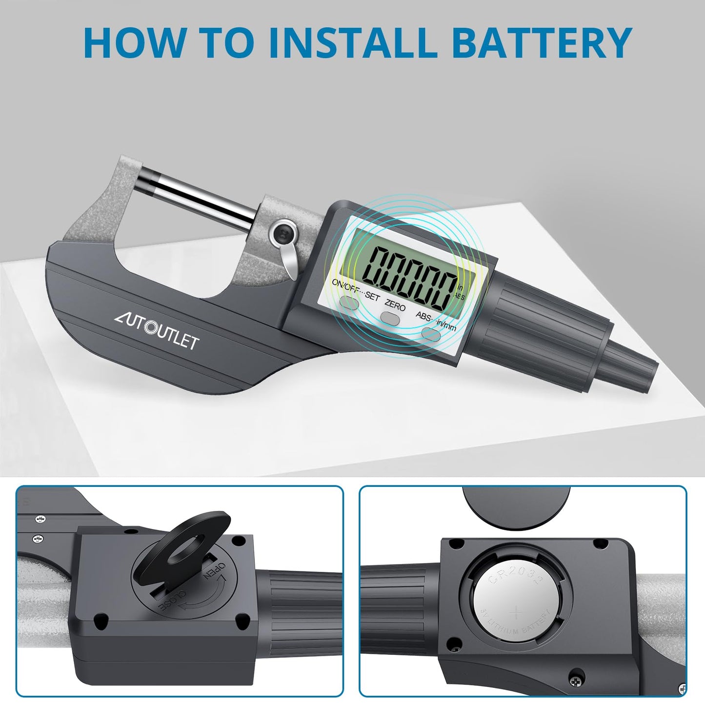 AUTOUTLET - Micrómetro electrónico digital de 0 a 25 mm, herramienta de medición de precisión con visualización LCD y estuche de transporte para una medición precisa
