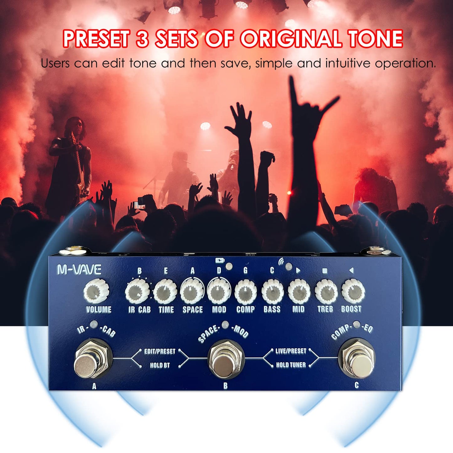 Cube Baby Pedal de Efecto Combinado de Graves Multifuncional portátil con reproducción de música Wirel grabación de teléfono o función de Interfaz
