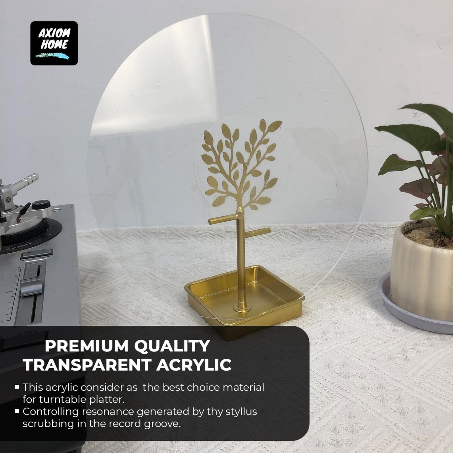 Tapete Acrílico Transparente Antiestático Reductor de Ruido para Reproductores de Discos de Vinilo de 12 Pulgadas