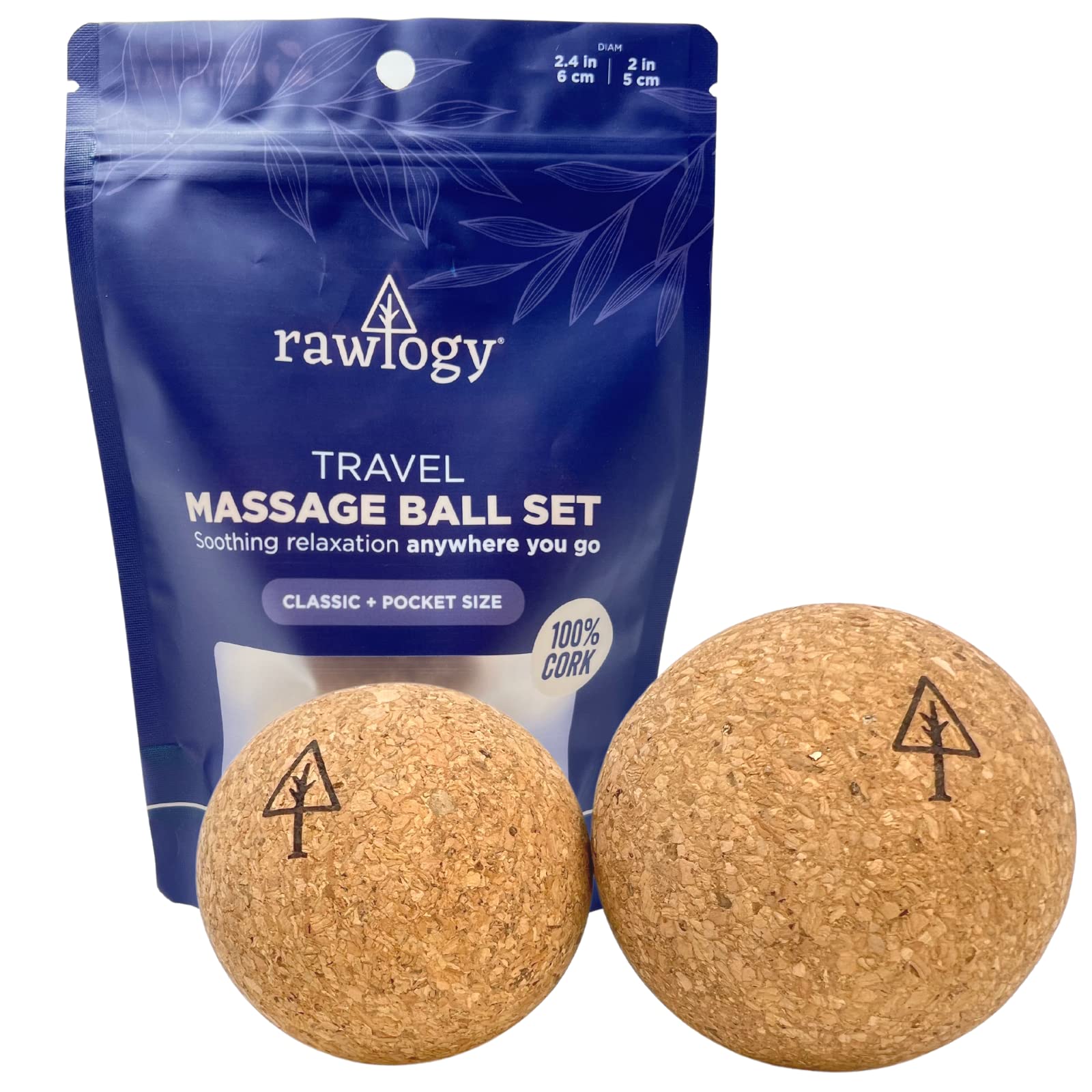 Set de Pelotas de Masaje RAWLOGY Clásicas en Corcho para Espalda y Pies Ligero