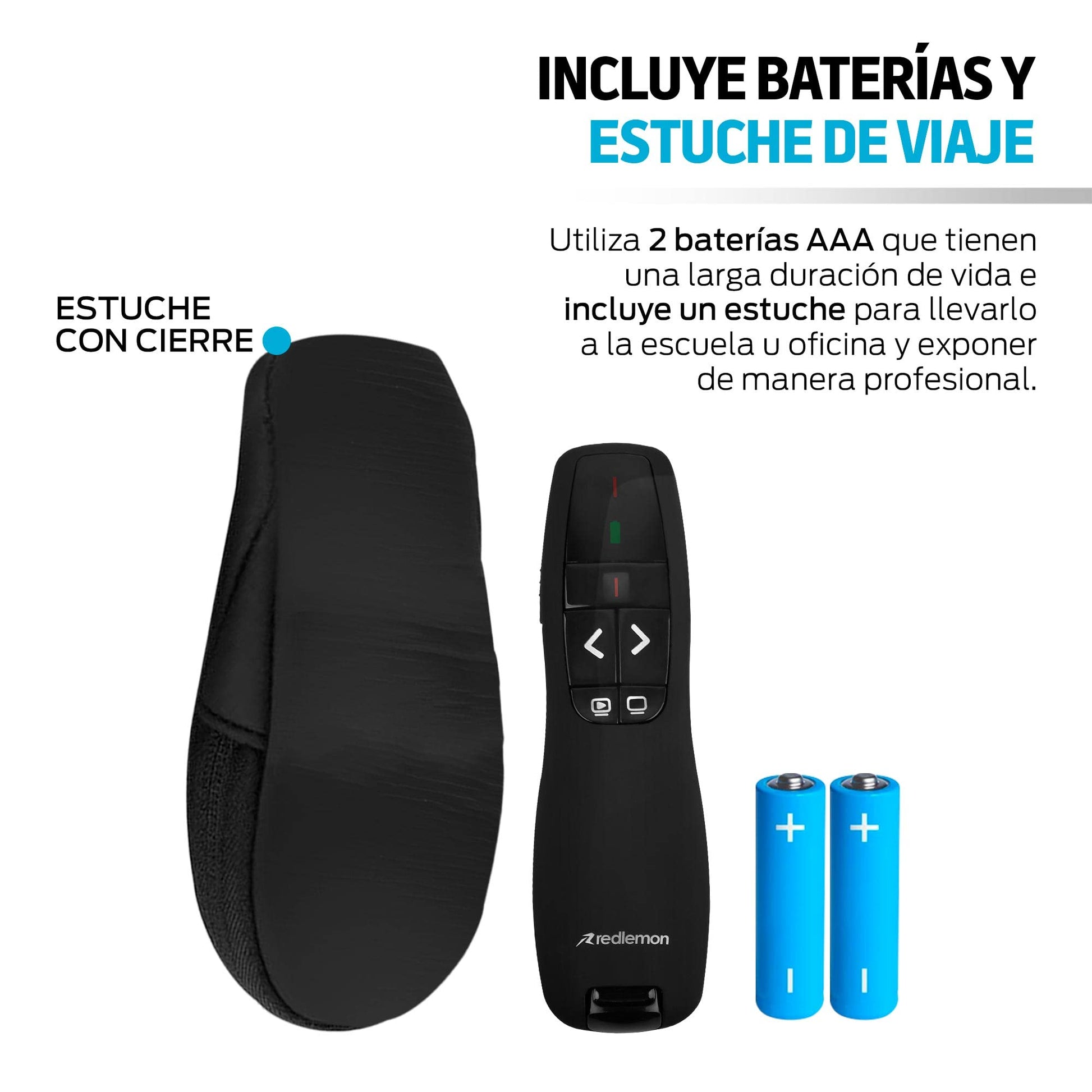 Presentador Inalámbrico Redlemon Negro con Receptor USB y Estuche