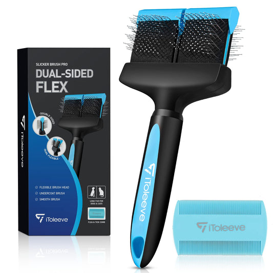 iToleeve cepillo para polvo de cepillo para polvo para perro, herramienta de aseo suave para perros y gatos sensibles, ideal para cabello largo, elimina la capa interior, enredos y nudos