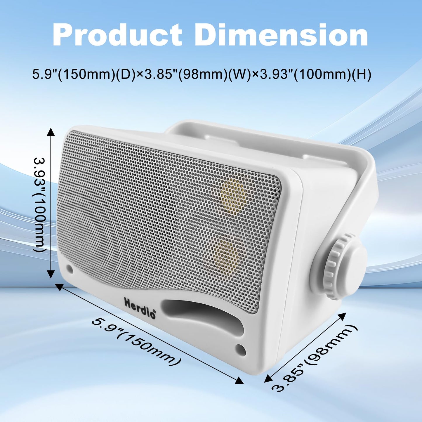 Herdio - Altavoces pasivos para exteriores de 3.5 pulgadas con cable, impermeables, para montaje en pared con sonido superior de 400 W, durabilidad para todo tipo de clima, para el hogar, patio
