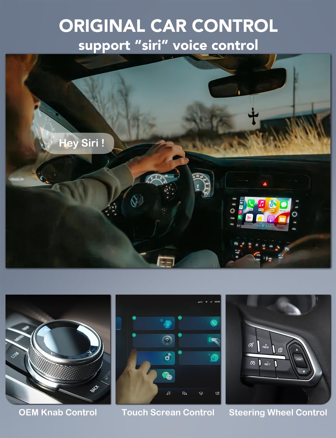 PHOCAR Adaptador Carplay Inalambrico y Android Auto Inalambrico para Auto, 2-en 1 Wireless Carplay Adapter, Plug and Play, Conexión Rápida y Estable, Compatible con iPhone y Android Phones