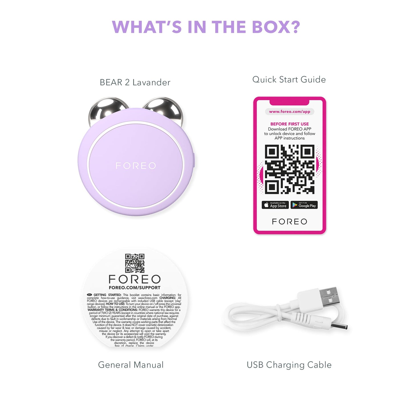 FOREO BEAR 2 go - Tonificador de microcorrientes para llevar de viaje - Masajeador facial antiarrugas - Lifting facial inmediato - Reafirma y define - Skincare compacto - Lavender