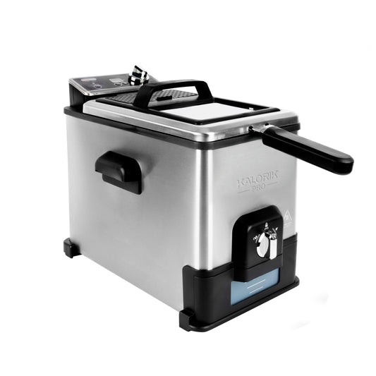 Kalorik Pro - Freidora de triple cesta de 4.2 cuartos con filtración de aceite, acero inoxidable (KPRO FT 42777 SS)