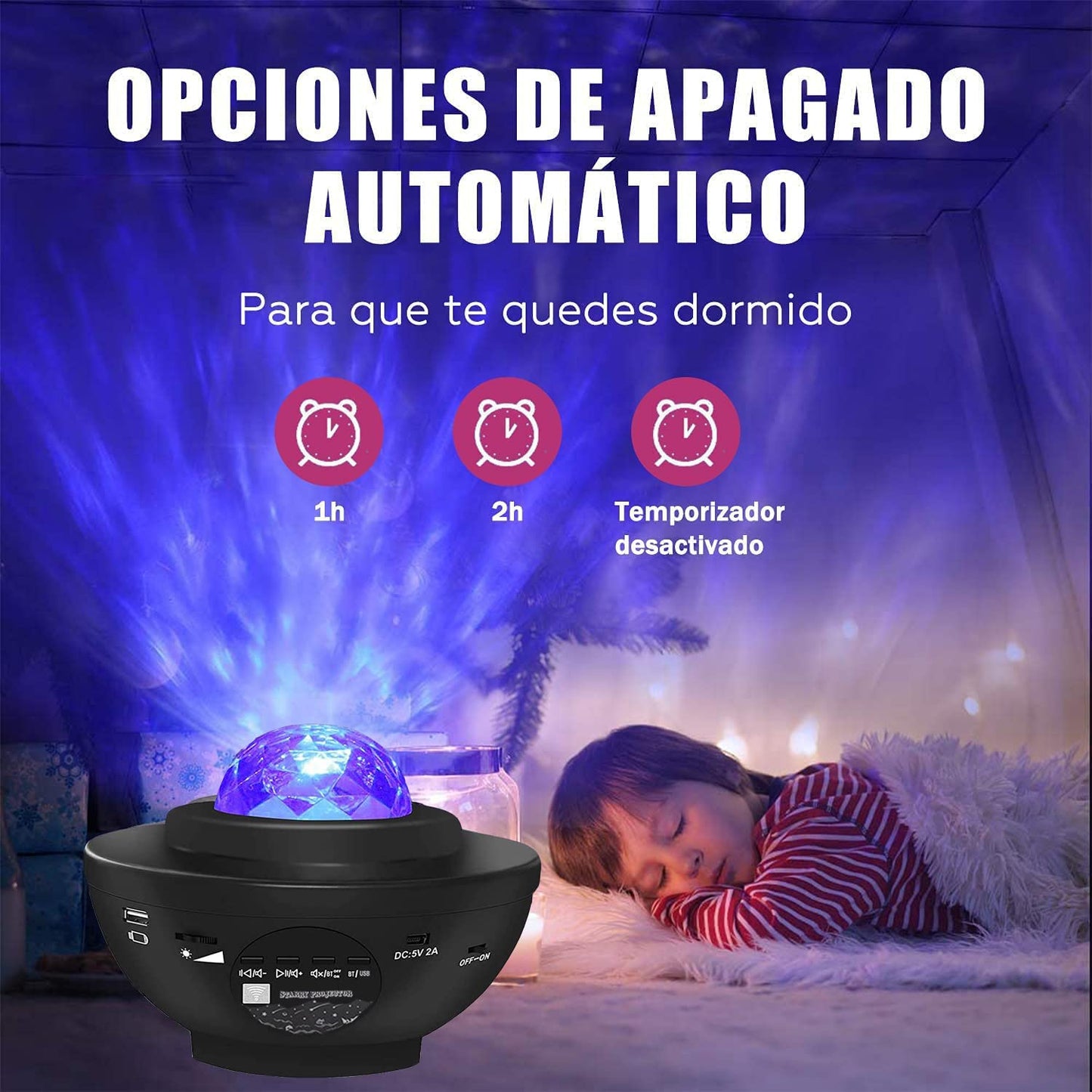 Proyector Lampara de Cielo Estrellado con Altavoz Bluetooth y Control Remoto para Dormitorio