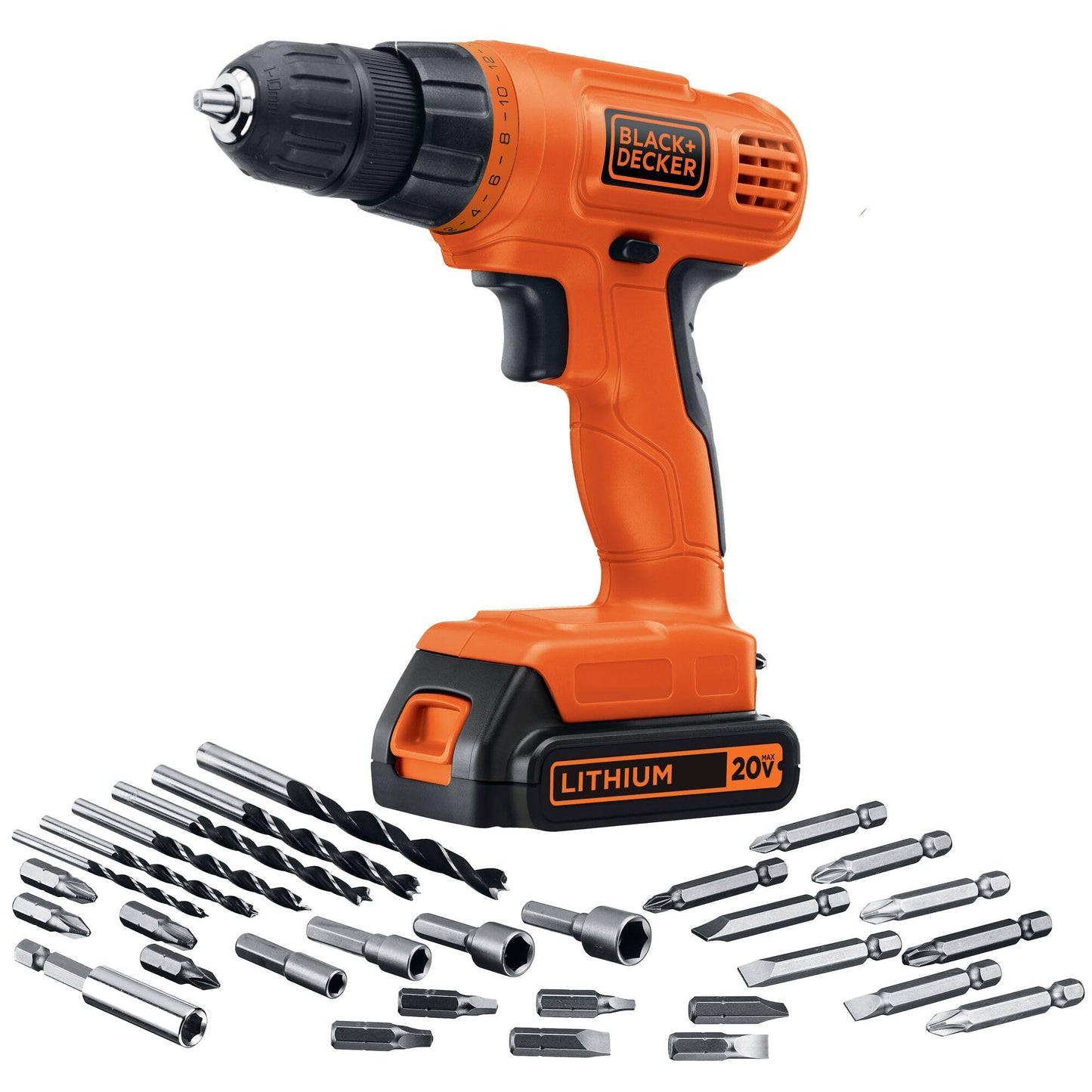 BLACK+DECKER 20 V MAX* POWERECONNECT Taladro/desarmador inalámbrico + 30 piezas. Kit (LD120VA).