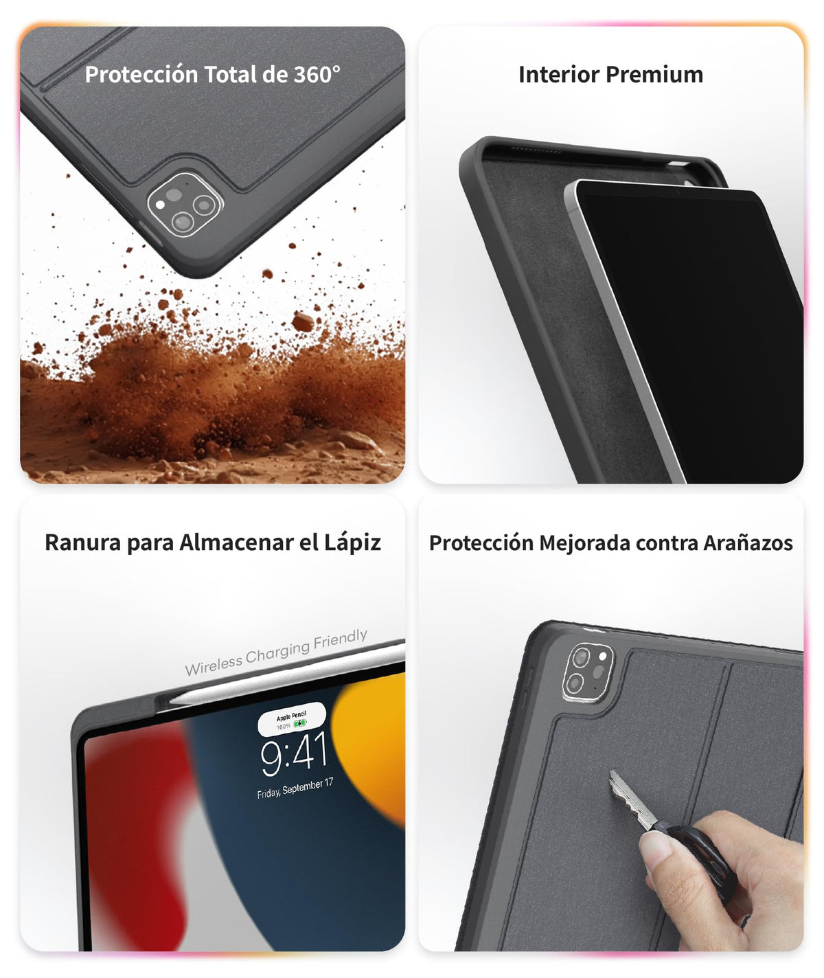 Funda Teclado EIP magnético iPad Air 11" con Bisagra Ajustable y Retroiluminación 7 Colores