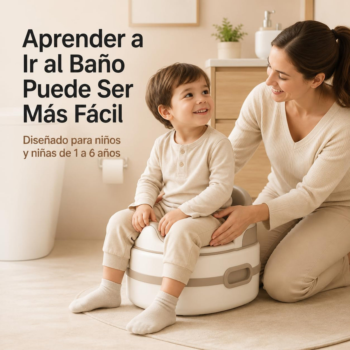 Bacinica 3 en 1 para Niños y Niñas, Bañito Entrenador Infantil con Asiento Reductor para WC y Banquito, Incluye Cepillo y 100 Bolsas Desechables, Antideslizante y Fácil de Limpiar, de 1 a 6 Años