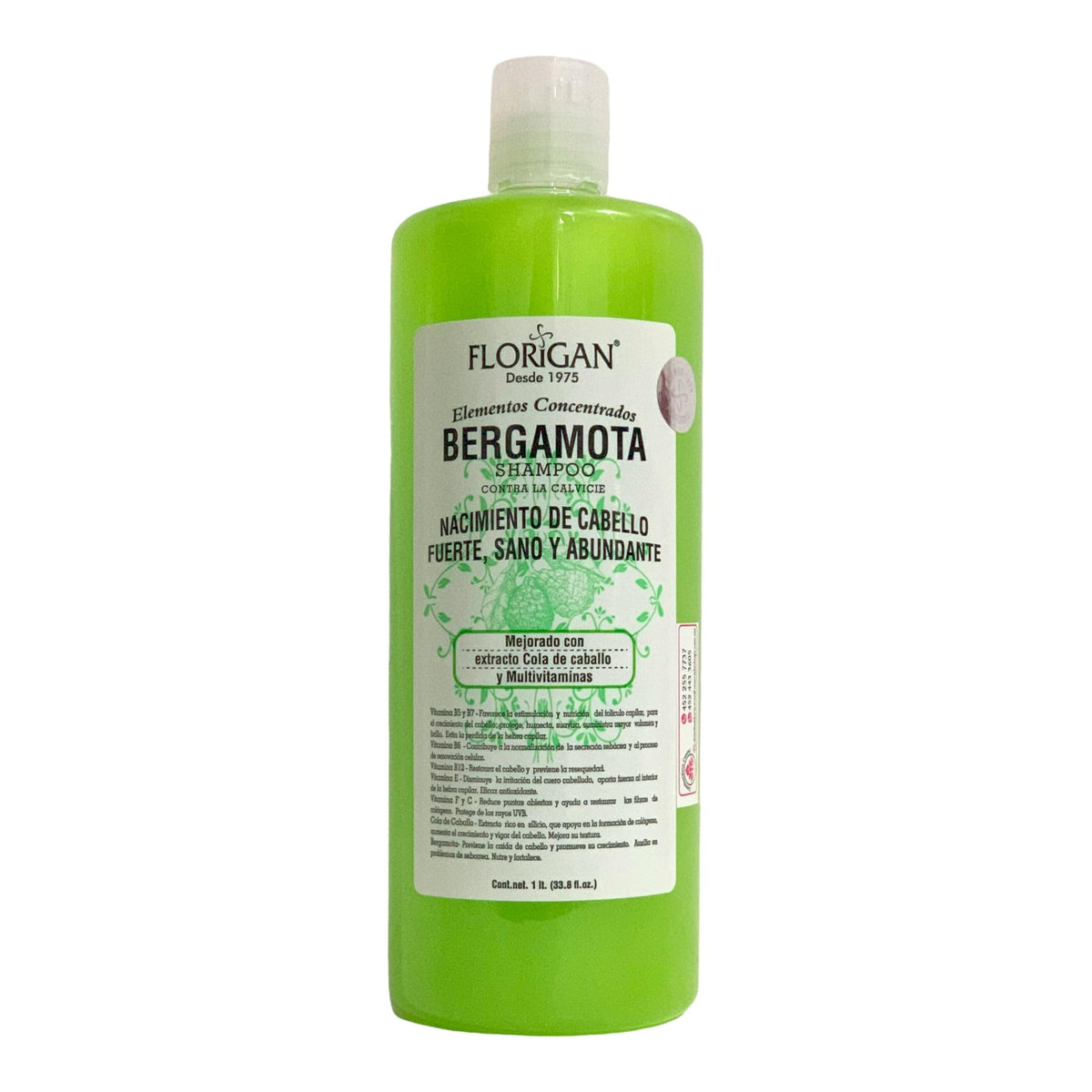 Florigan Shampoo Bergamota con Cola de Caballo y Tepezcohuite Florigan - 1 lt