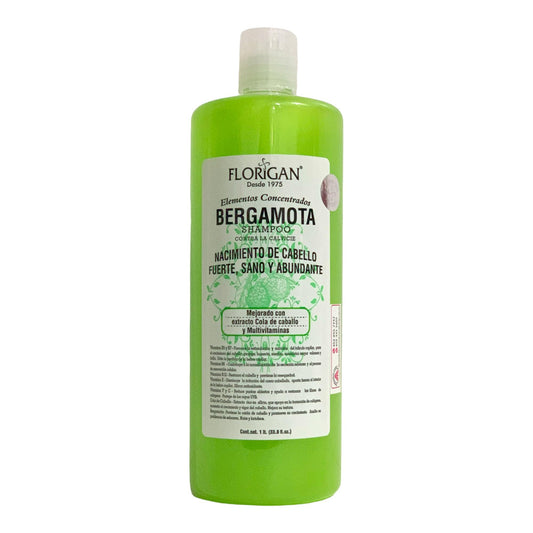 Shampoo Florigan Bergamota 1L con Cola de Caballo y Tepezcohuite