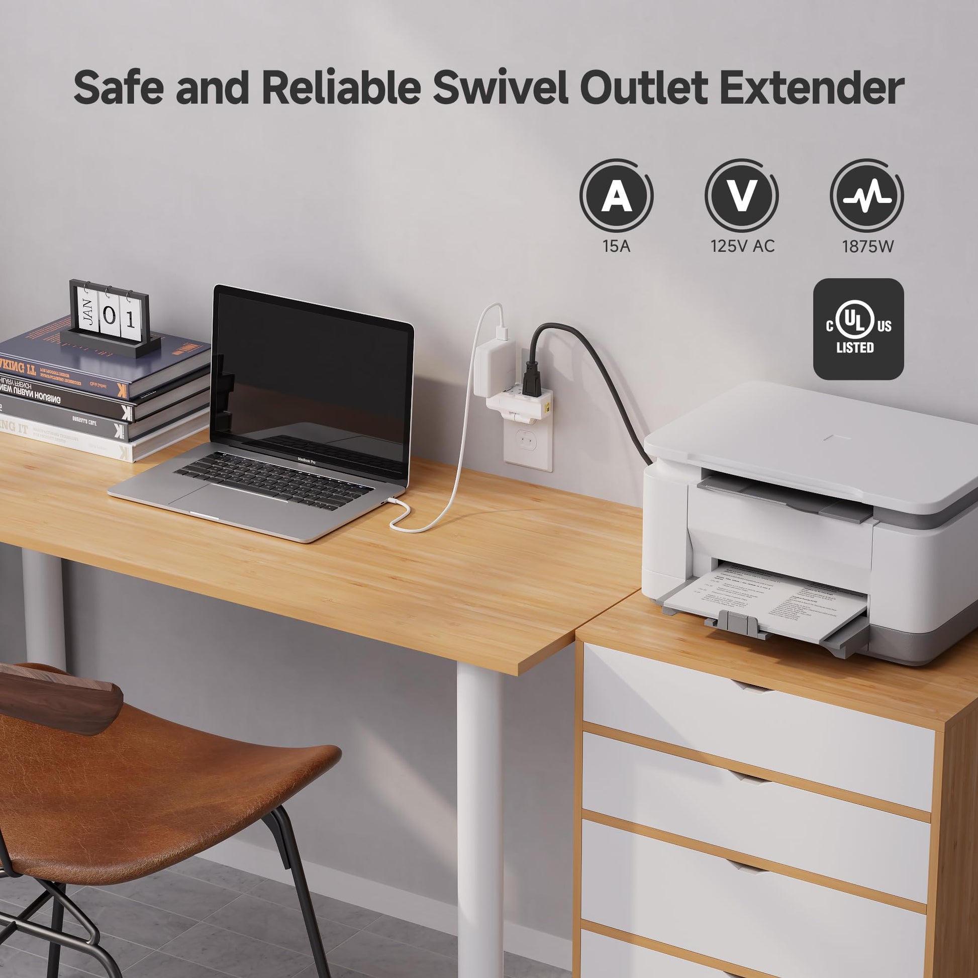 Cable Matters - Juego de 2 salidas de pared giratorios de 180 grados con 3 salidas
