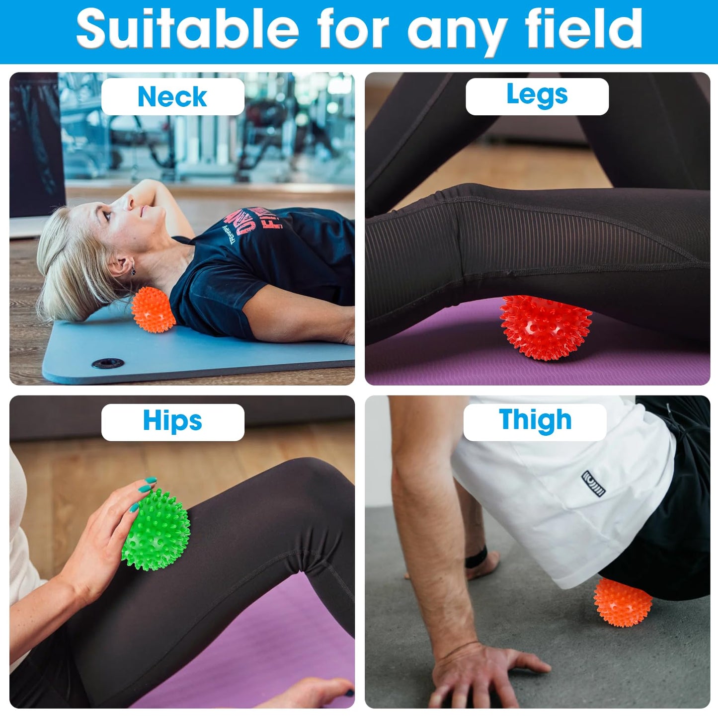 Juego de Bolas de Masaje ZHAYAO Negras con Púas para Neuroequilibrio