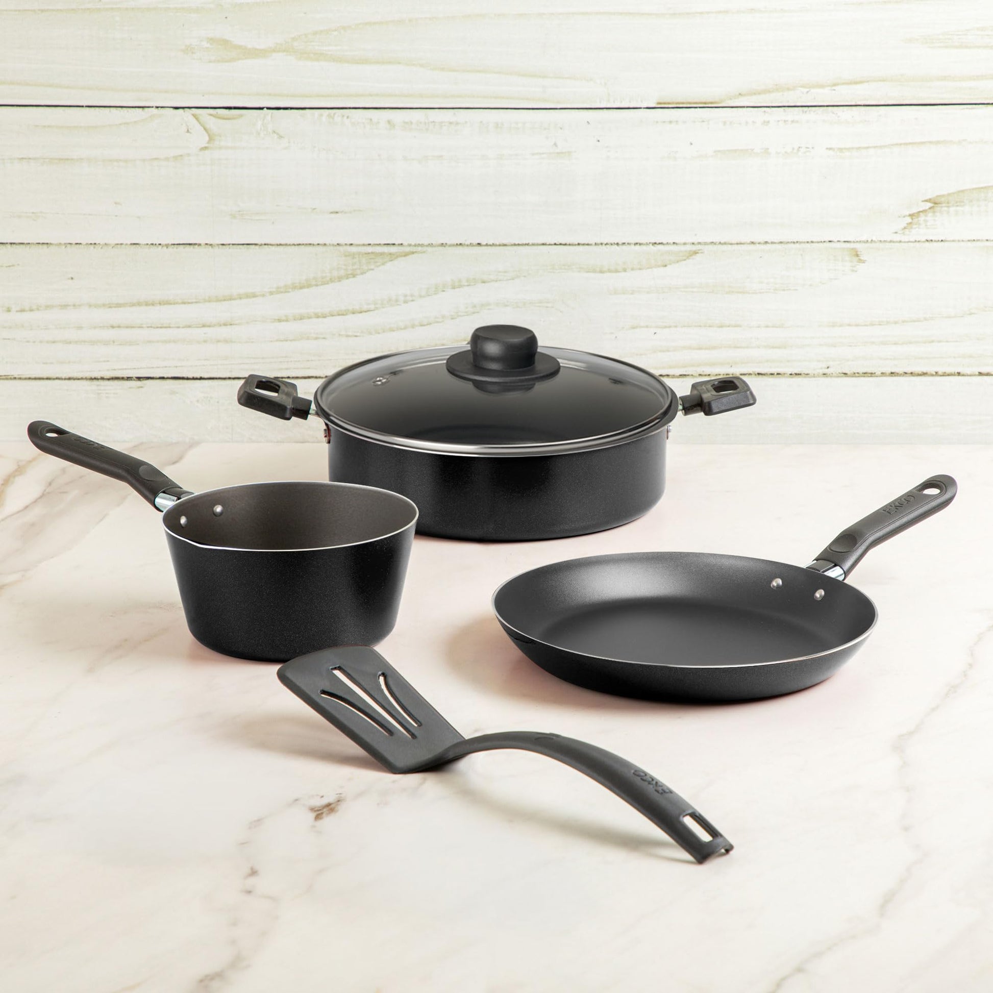 Batería de Cocina Ekco Negro Antiadherente 5 Piezas de Aluminio