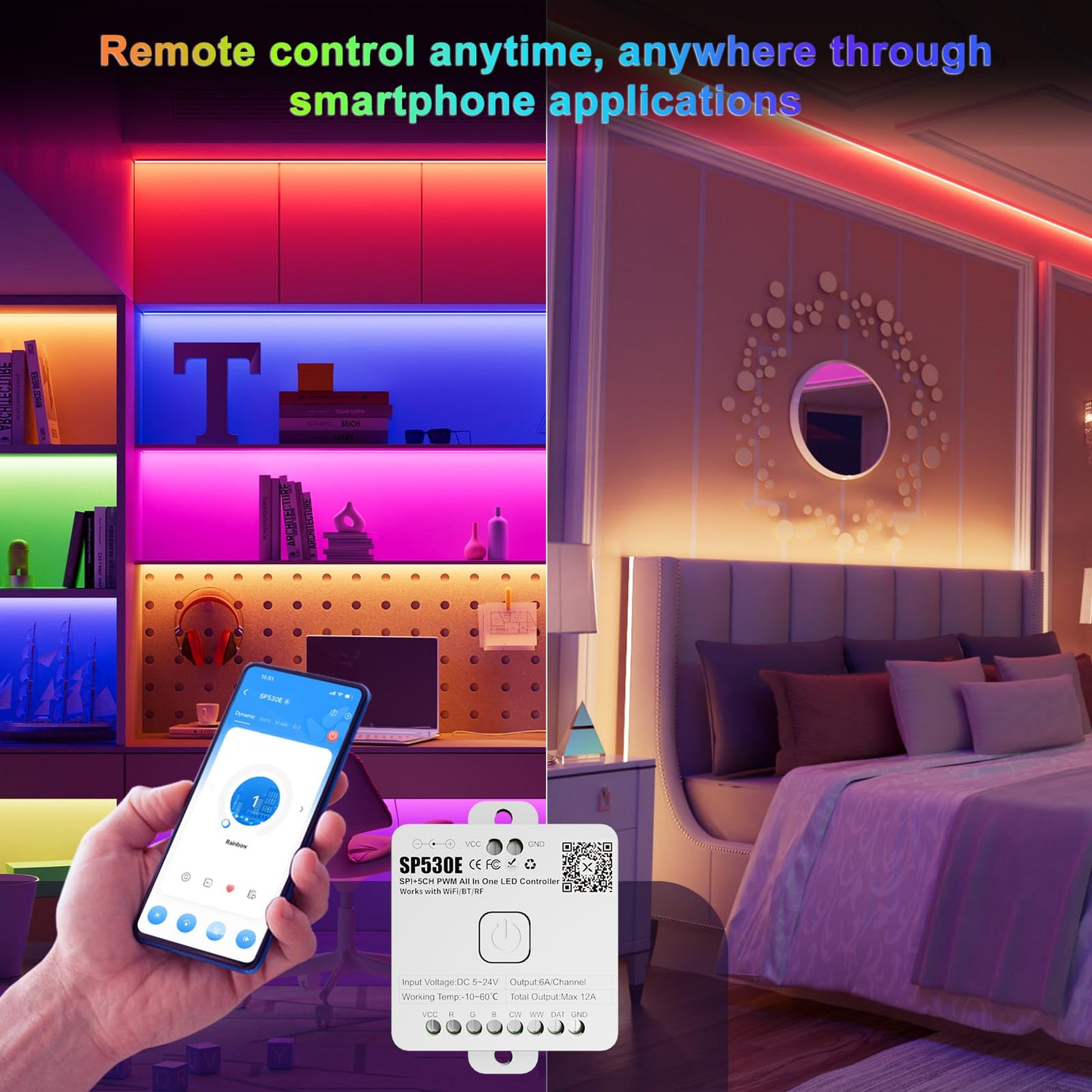Driver LED PAUTIX SP530E Bluetooth WiFi Alexa Google RGB Compatible con PWM SPI para Tira de Luces LED