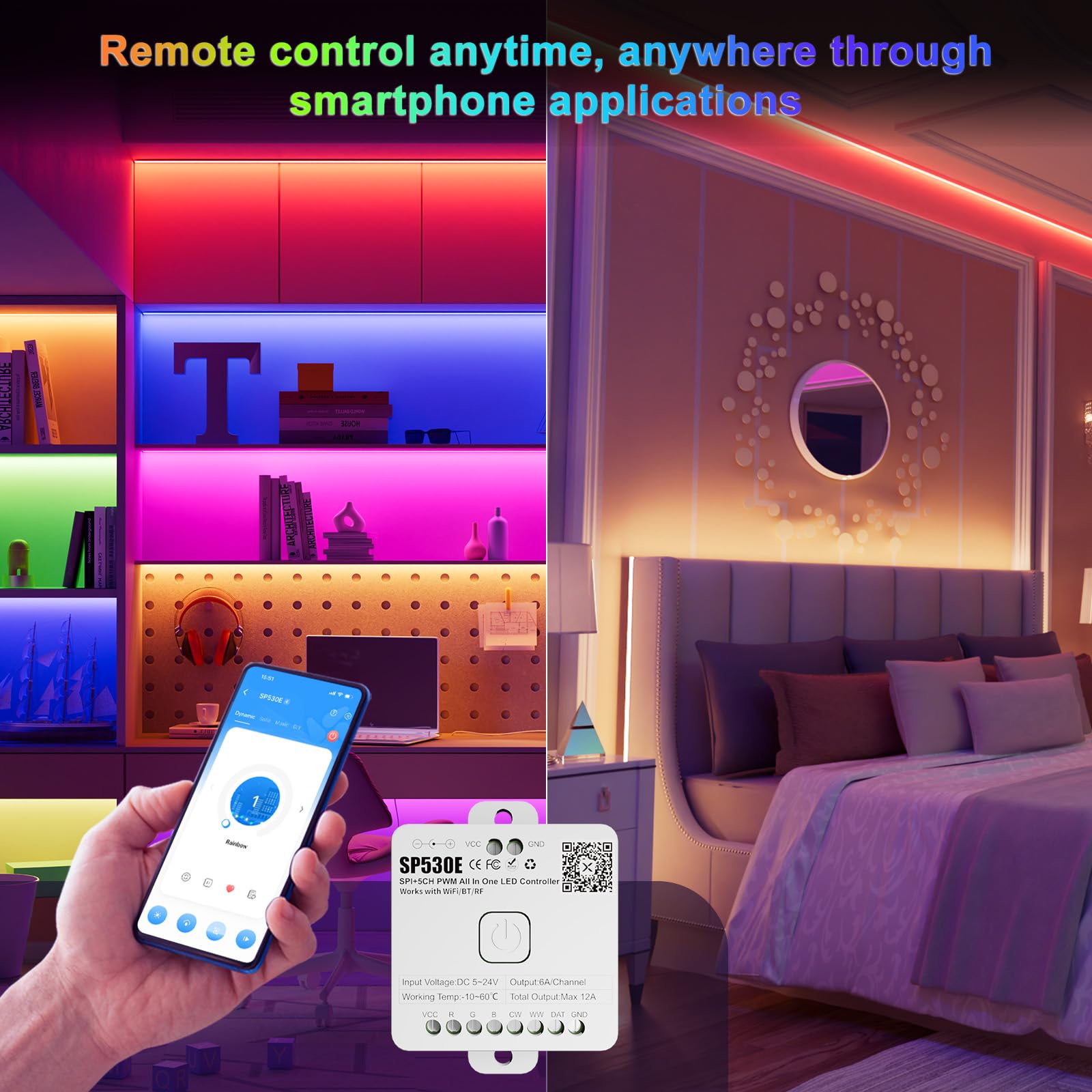 Driver LED PAUTIX SP530E Bluetooth WiFi Alexa Google RGB Compatible con PWM SPI para Tira de Luces LED