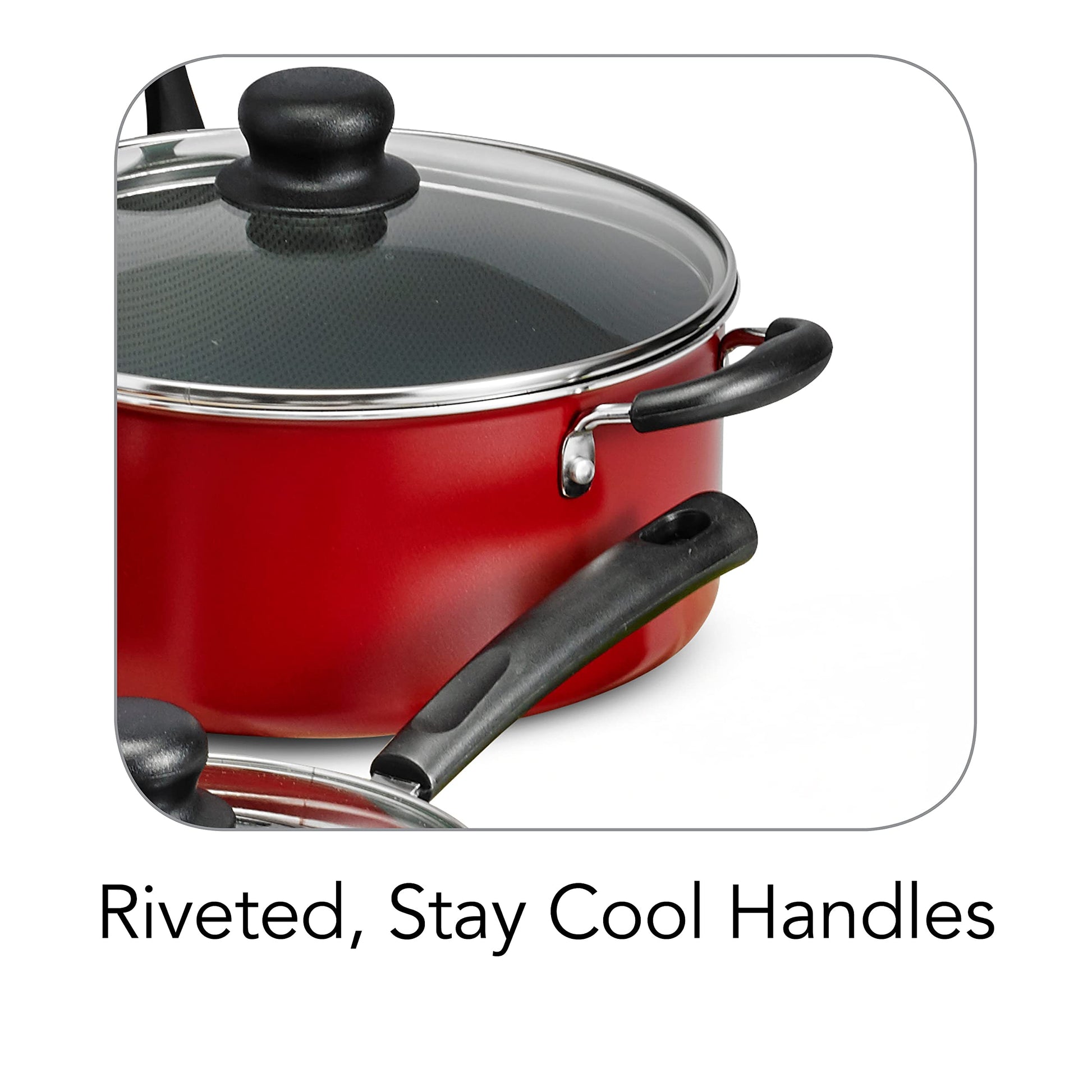 Batería de Cocina Tramontina Rojo Antiadherente Aluminio 18 Piezas