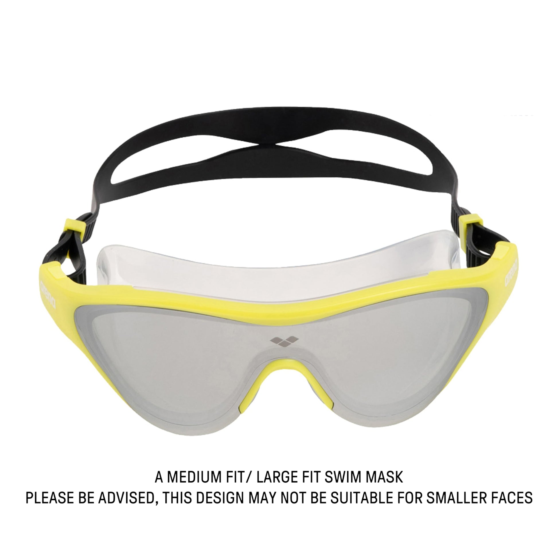 ARENA - Máscara de natación unisex para adultos, unisex, para hombres y mujeres, lentes de policarbonato de gran ajuste, color plateado/verde suave/negro