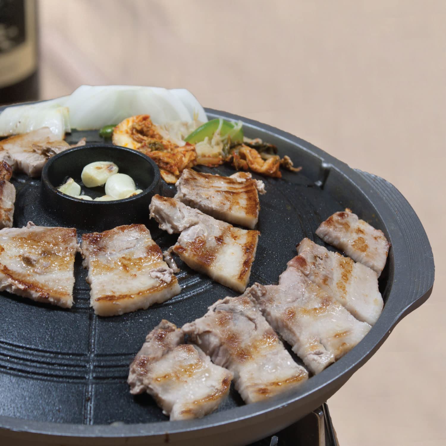 cookking – coreano tradicional Barbacoa parrilla, Caldero Tapa forma – Estufa antiadherente Interior/Al aire última intervensión sin humo barbacoa Grill de aluminio fundido sartén