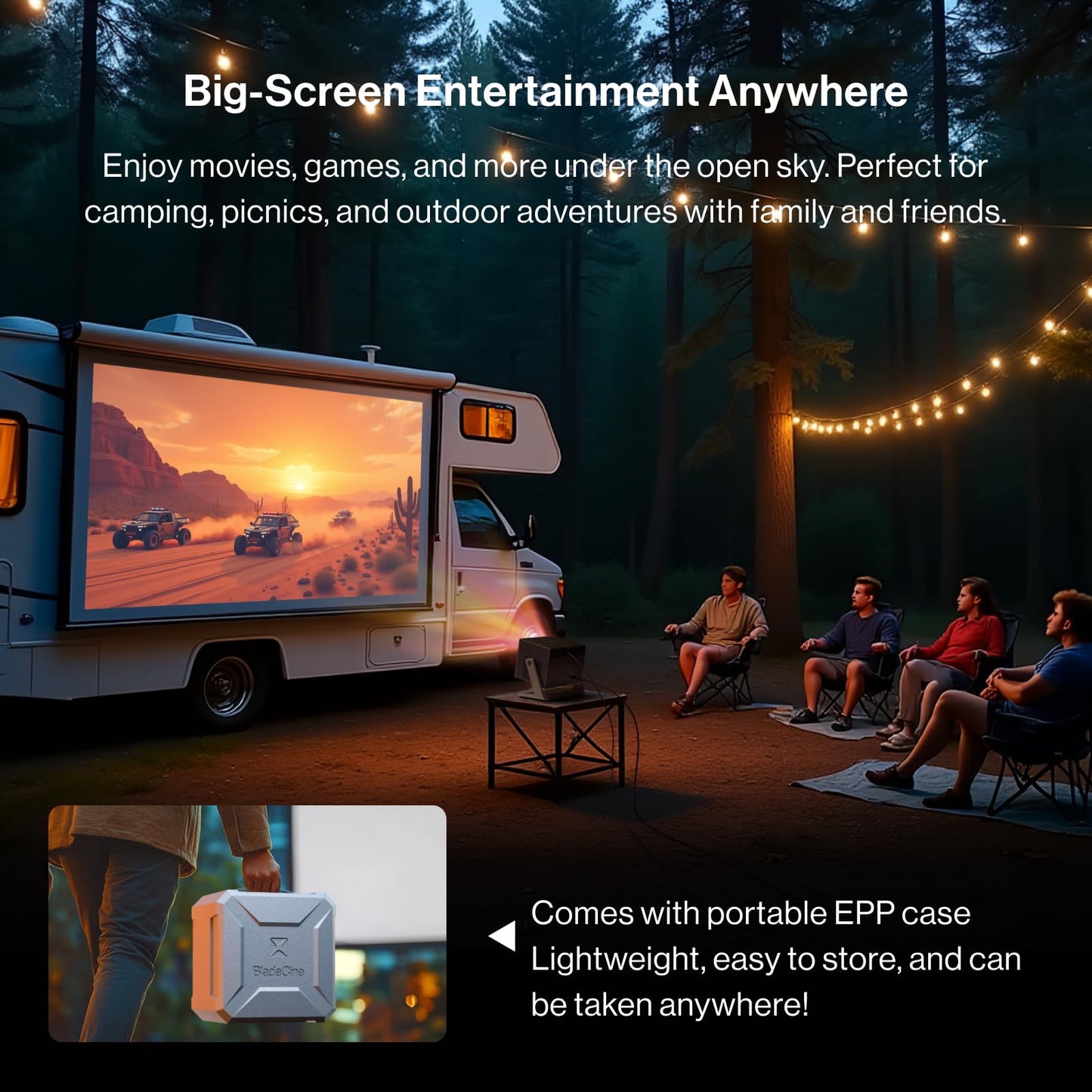 BladeCine Cube 600 Netflix, proyector portátil 1080P con WiFi y Bluetooth, True ISO 600 lúmenes ANSI, soporte de cardán ajustable de 360°, proyector de video Keystone, visualización MAX de 200