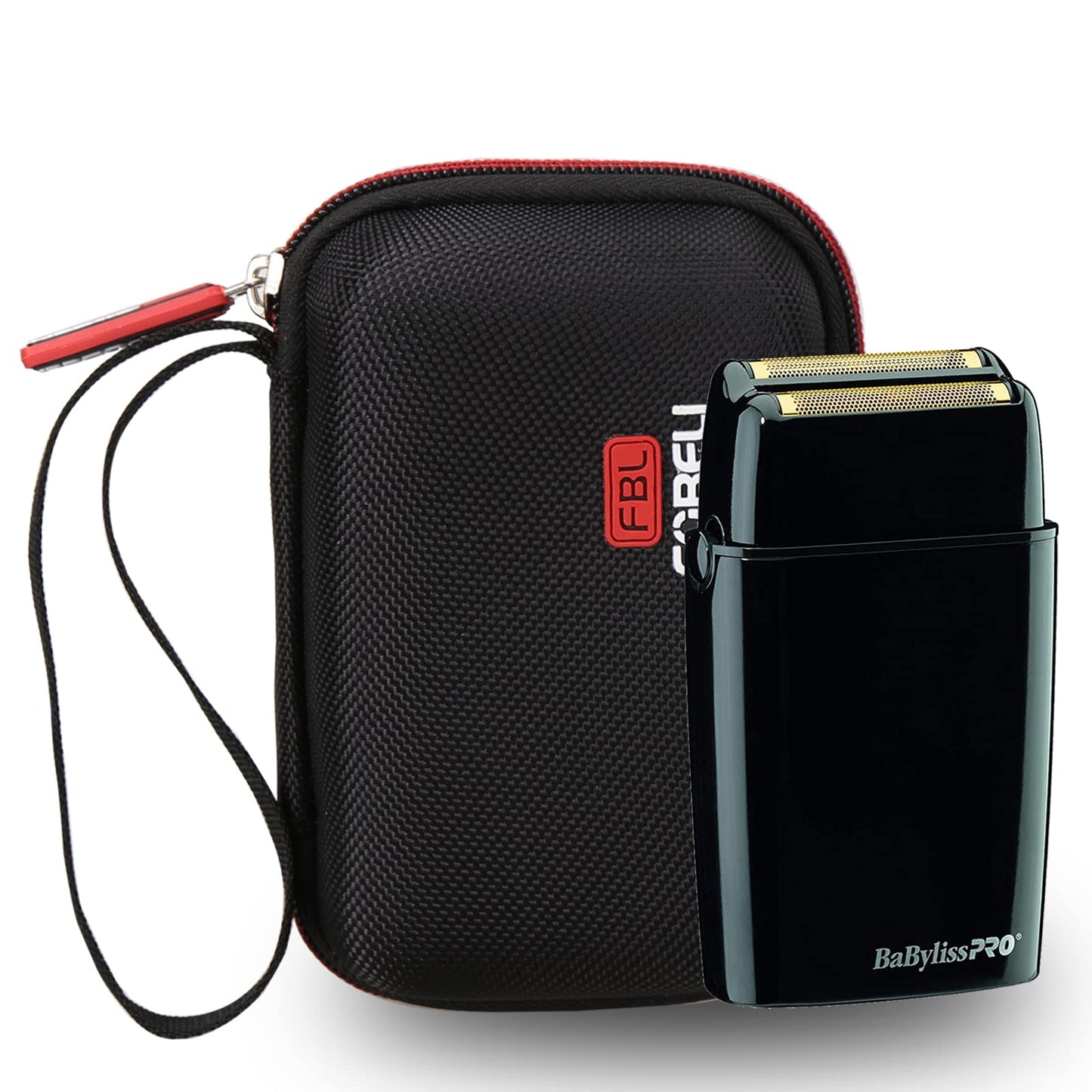 FBLFOBELI BaBylissPRO /GOLDFX/ROSEFX/BLACKFX/Collection Barberology - Afeitadora de doble lámina de metal inalámbrica, bolsa de viaje compacta a prueba de golpes