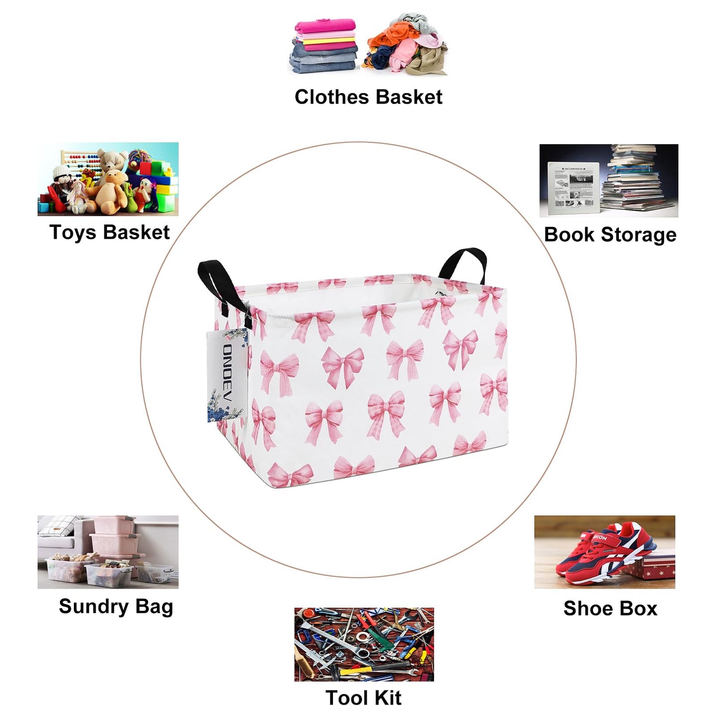 ONOEV - Cesta rectangular de lavandería para niños, cestas de almacenamiento impermeables para niñas, cesta de regalo rosa, adecuada para decoración del hogar, oficina y almacenamiento de juguetes