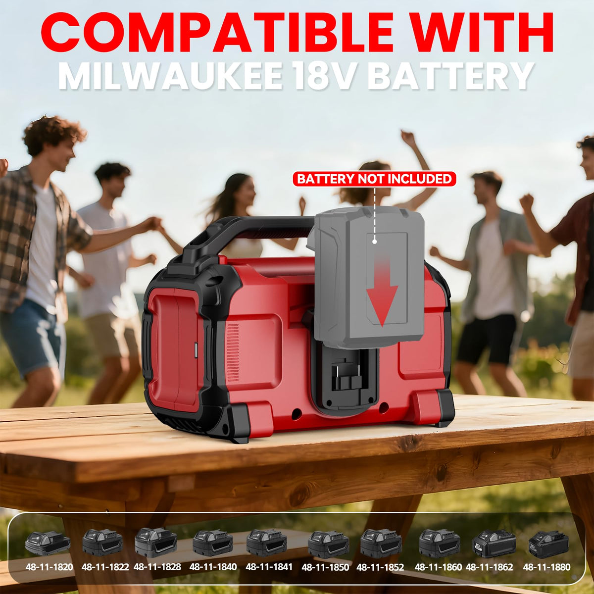 Altavoz Bluetooth DEMIMA Rojo Inalámbrico para Milwaukee
