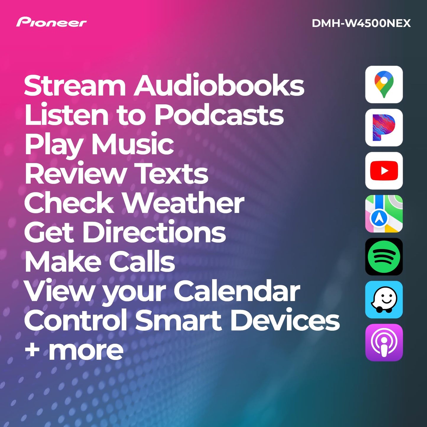 PIONEER - Espejo inalámbrico Doble DIN para Android Auto, Receptor de DVD